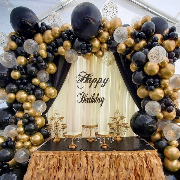 Black Gold Balloon Garland Balloon Garland Arch Kit Chrome Confetti ...