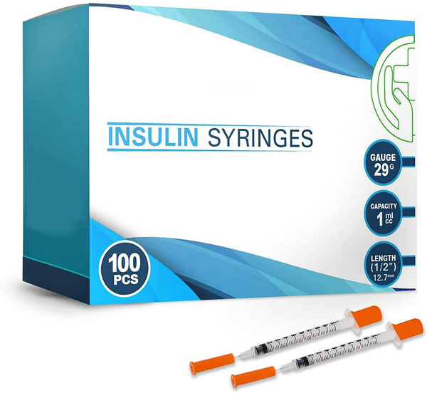 UltraFine Insulin Syringes with Needle 29G 1 cc 1/2 inch 12.7mm 100