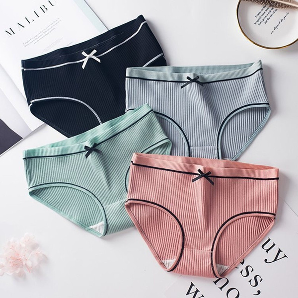 4Pcs/Lot Cotton Underwear Cute Knot Soft Breathable Briefs Young Girl  Panties Solid Children Clothes Accessories