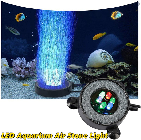 LED Aquarium Air Bubble Light Fish Tank Air Bubble Stone Disk Round ...