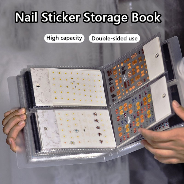 2Pcs Nail Art Sticker Storage Book HOINCO 160 Slots Nail Sticker Organizer  Nail Sticker Binder Collecting