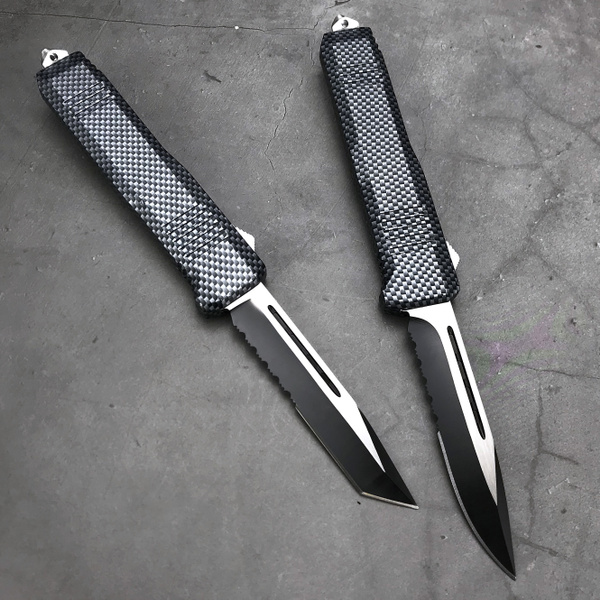 Outdoor Tactical AUTO OTF Knife C07 Carbon Fiber Handle Automatic Ally Opens and Closes Spring