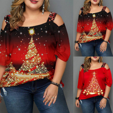 Plus Size, off the shoulder top, Christmas, christmastop