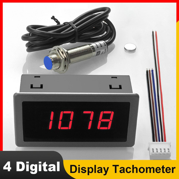 RPM Speed Meter 4 Digital LED Display Tachometer for High Precision
