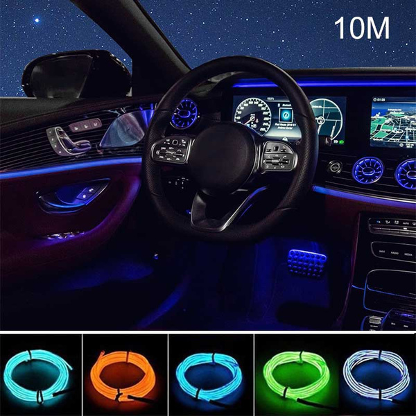 10/5/4/3/2/1M 33/16/13/10/6/3ft DC 3/5/12V Car Interior Lighting Auto LED  Strip Glow EL Wire Rope Auto Atmosphere Decorative Lamp Flexible Neon Light  DIY