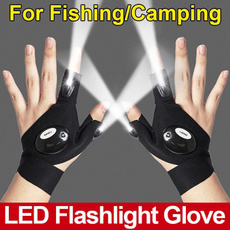 Flashlight, fingerlessglove, campinglight, fingerlightglove