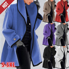 hooded, Winter, wool coat, slim long