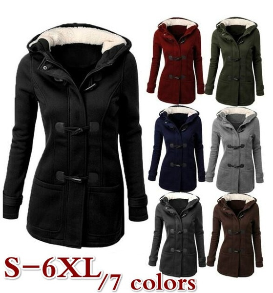 Fashion Women Winter Hooded Coat Claw Clasp Ladies Wool Blended