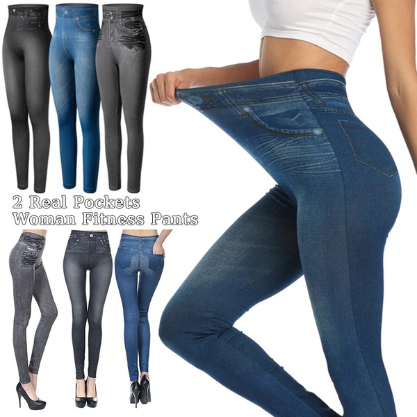 Women Winter Jegging Jeans Genie Slim Fashion Jeggings Leggings 2 Real  Pockets Fitness Pants