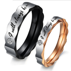 Couple Rings, Steel, crystal ring, wedding ring