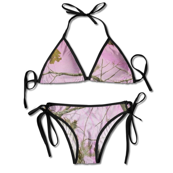 Pink Realtree Camo Women's 2 Piece Triangle Bikini High Cut Bathing ...