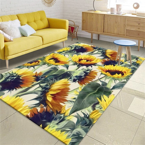 3d Print Rugs Sunflower Floor Carpet Large Area Rugs Nonslip Bathmat