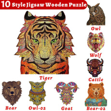 Tiger, owlwoodenpuzzle, Home Decor, Colorful