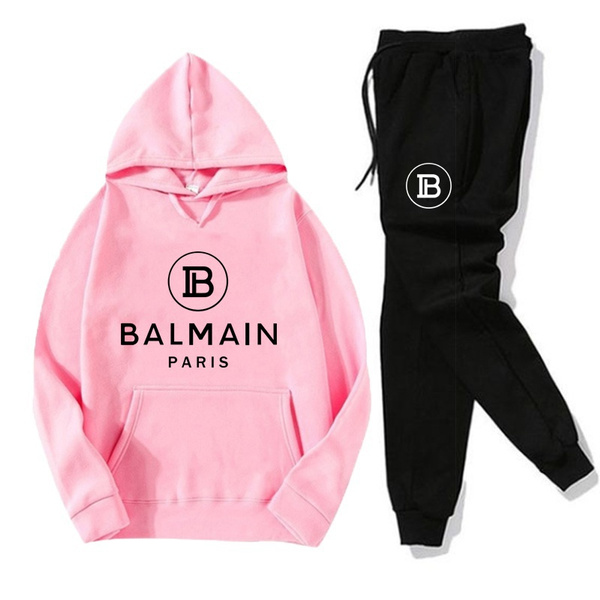 Balmain Printed Tracksuits Men and Women Sport Suits Classic Hoodies and Trouser Two Piece Set Autumn and Winter Sportswear Suit Casual Men Suits