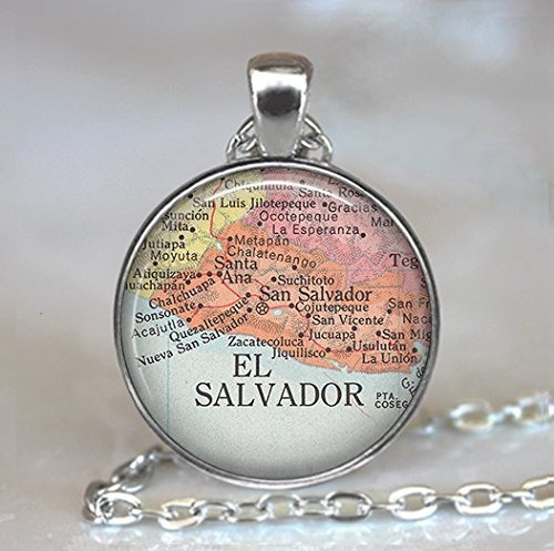 El Salvador map necklace, El Salvador map pendant, El Salvador necklace ...