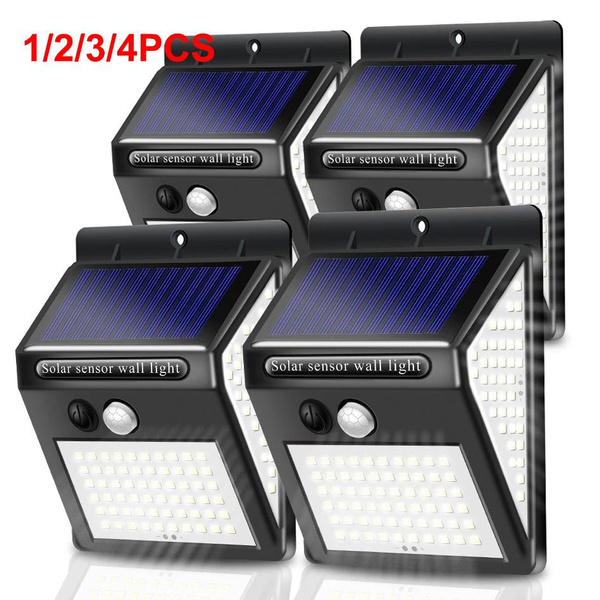 1/2/3/4 140LED Solar Sensor Wall Light IP65 Waterproof Solar Garden ...