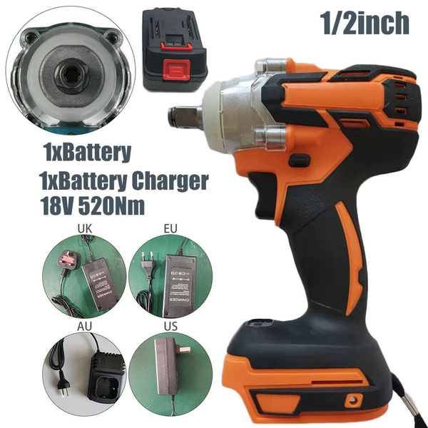 1/2 520Nm Cordless Brushless Electric Impact Wrench Set Rechargeable ...