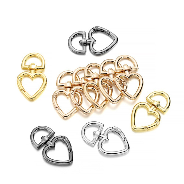 5Pcs/lot Gold Silver Peach Heart Shape Metal Lobster Clasp Hooks Key Ring  Connectors for DIY Keychain Jewelry Making Supplies Accessories