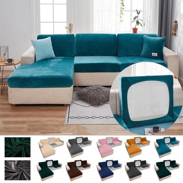 Velvet Sofa Seat Cover Cushion Cover Thick Jacquard Solid Soft Stretch