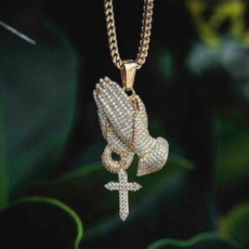 Chain Necklace, diamondprayerhand, Cross necklace, voguehomme