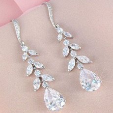 Sterling, DIAMOND, wedding earrings, hookearring