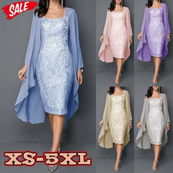 Dresses for Women Knee Length Mother of The Bride Dresses Lace Solid