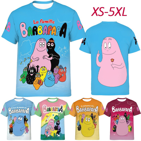 New Fashion Cartoon Character Barbapapa 3d Printing Men s Short Sleeved T shirt Personality Hip hop Unisex Casual Round Neck Fashion Sports T shirt