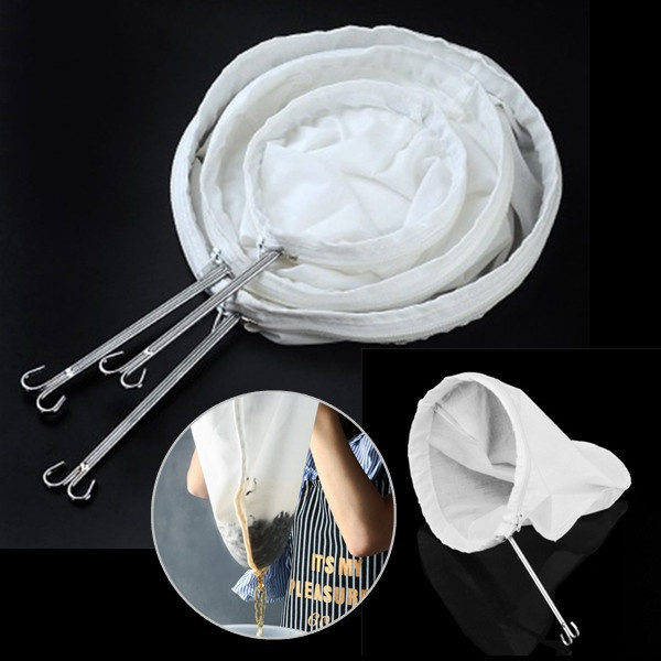 1PC Milk Tea Filter Bag with Handle Style Steel Ring Coffee Cotton