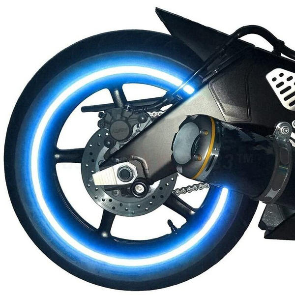 thumbnail image 2 of Motorcycle Wheel Reflective Stripes Decals - 21" Front & 18" Rear Rim Tape Stickers, Blue, 12-Piece Set 2 of 10