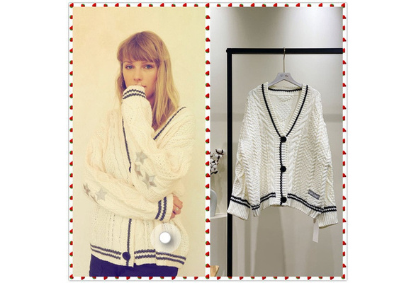 20FW Fashion Women Knitted Cardigan Taylor Swift Star Embroidery