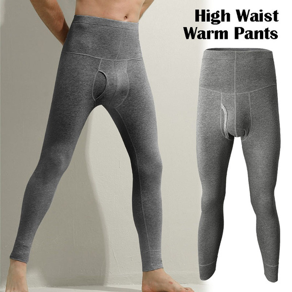 Men's Thermal Underwear Pants High Waist Heat Performance Long Johns for  Mens Leggings with Open Fly Base Layer Pajamas Mens Trousers