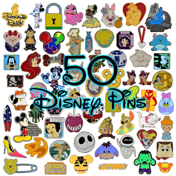 Disney Pin Trading 50 Assorted Pin Lot - Brand NEW Pins - No Doubles -  Tradable