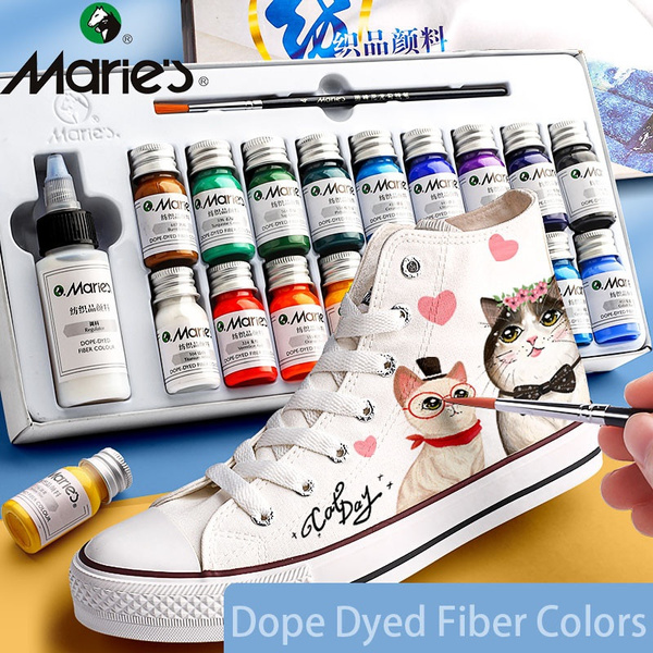 Marie's 12/24/36 Colors Dope-Dyed Fiber Permanent Fabric Paint Set 10ml  Waterproof Textile Acrylic Paints For Diy Clothes Canvas