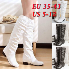Knee High Boots, Plus Size, Leather Boots, Winter