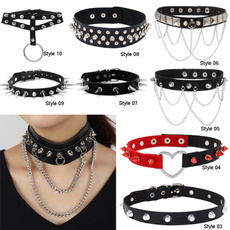 leatherchoker, Heart, Goth, punk necklace