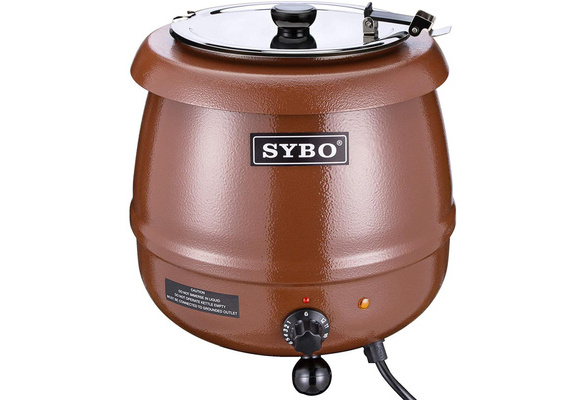 Sybo 10.5 Quart Electric Soup Warmer Commercial Crock Pot with Hinged Lid,  Brown