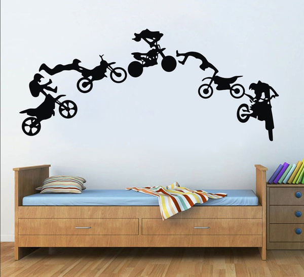 Bicycle Wall Decal Motocross Freestyle Dirt Bike Sticker Bedroom Sport Dirt Bike  Motorcycle Kids Boys Teenager Room Decor | Wish