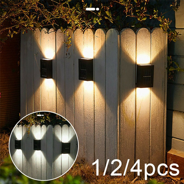 Super bright solar powered door fence wall lights led outdoor garden lighting 