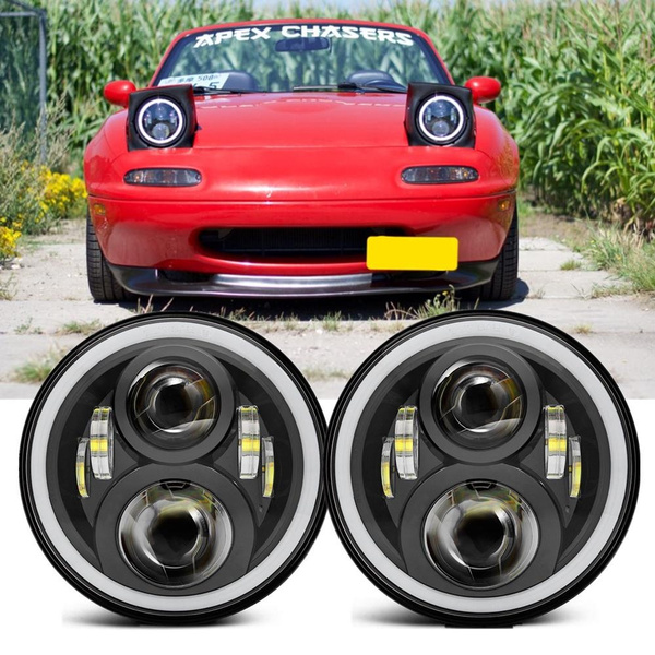 Car Halo 7inch Led Headlight For Mazda Miata MX5 For Land Rover ...