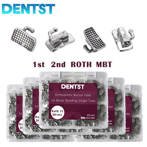 200pcs Dental Orthodontic Buccal Tubes - Roth/MBT Monoblock Bondable For 1st & 2nd Molars