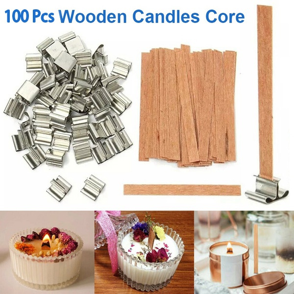 100Pcs S/L Natural Wood Candle Wicks DIY Candle Making Supplies ( with
