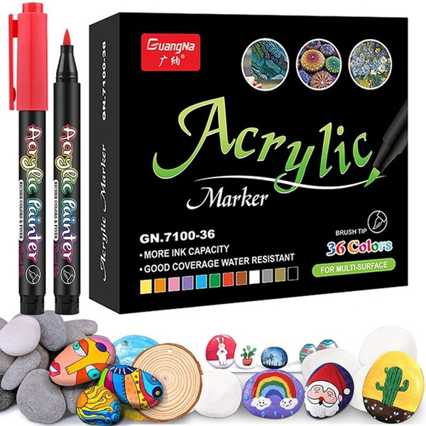36/24/12 Color Set Acrylic Pen Water-Based Acrylic Marker Pen, Suitable For  Fabric Canvas, Art Rock Painting, Stone, Card Making, Metal And Ceramic DIY  Art Set