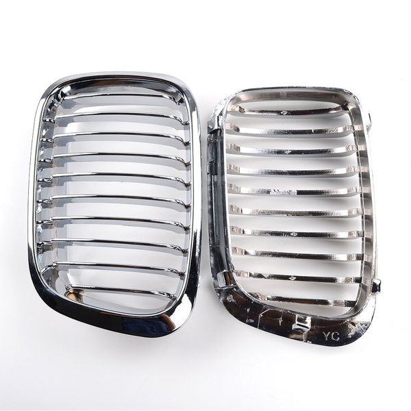 1 Pair Car Front Kiney Grilles Grill Cover ABS Chrome For BMW E46 4 ...