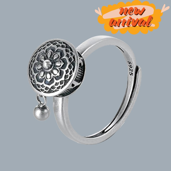GUMEI Buddhismus Drehring Mit Lotus & OM-Mantra – Tibetischer Gebetsrad-Ring, Drehbar, Verstellbar (Größe 6-12), Aus Nickelfreiem Messing