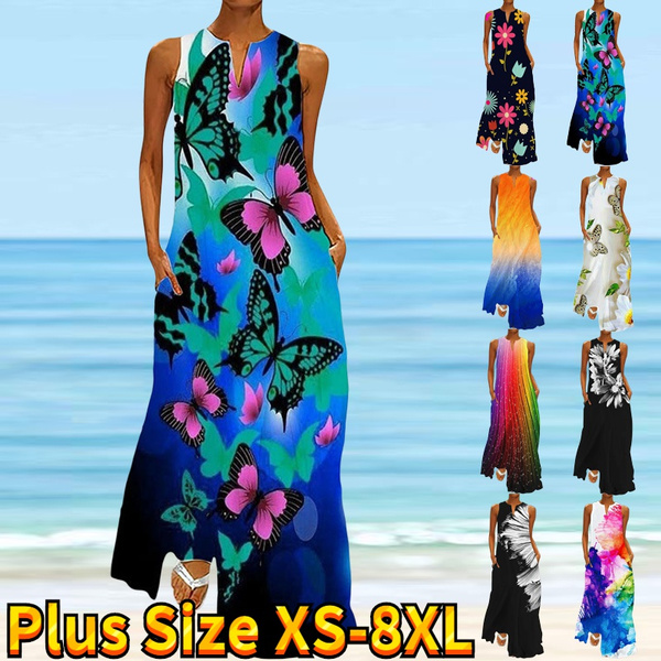 Spring Summer New Fashion Ladies Flower Printed V Neck Casual Long