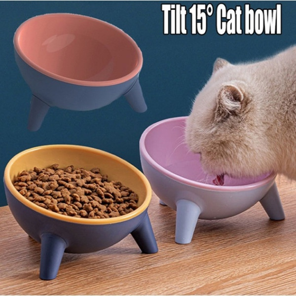 Ceramic Oblique Mouth Pet Bowls Raised Pet Bowl for Cats and Small