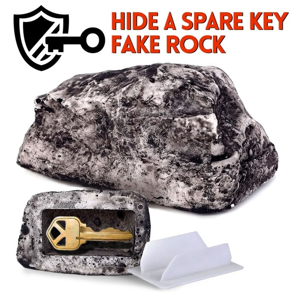 Katzco Hide a Spare Key Fake Rock - 2 Pack, Gray Camouflage Stone Diversion  Safe Looks and