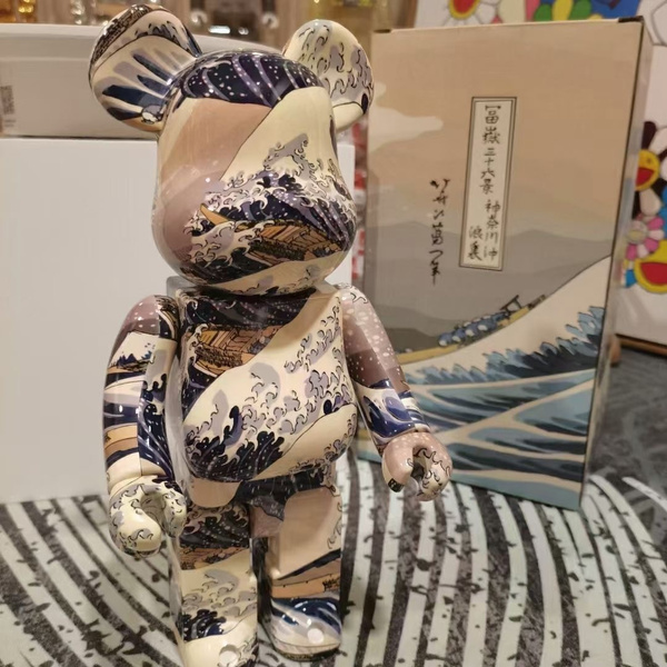 28cm Be@rbricklys 400% Bearbrick Toy The Great Wave off Kanagawa 400% Bear  Collection Model Toy Present GIft Art Toy