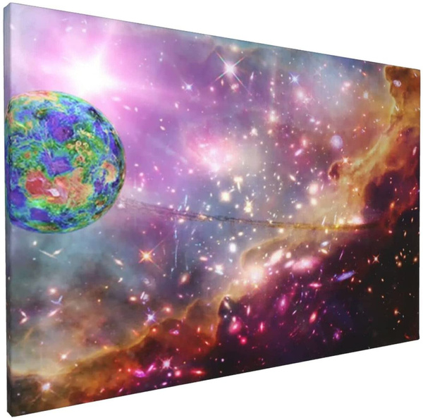 Wall Art,Marvelous Galaxies And Exo In A Deep S,Framed Oil Paintings Printed On Canvas