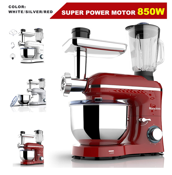 Nurxiovo 3 in 1 Stand Mixer, 850W 6.5QT Kitchen Food Mixer with Tilt